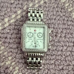 Michele Silver Watch with White Dial